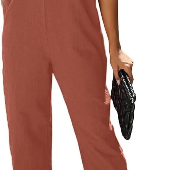 Women's Sleeveless Cotton Linen Overalls Rompers Baggy Wide Leg Jumpsuits - Picture 1 of 7